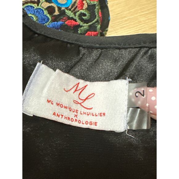 Monique Lhuillier Canossa Floral Embroidered Sleeveless Midi A-Line Tank Dress 2 - Picture 4 of 4